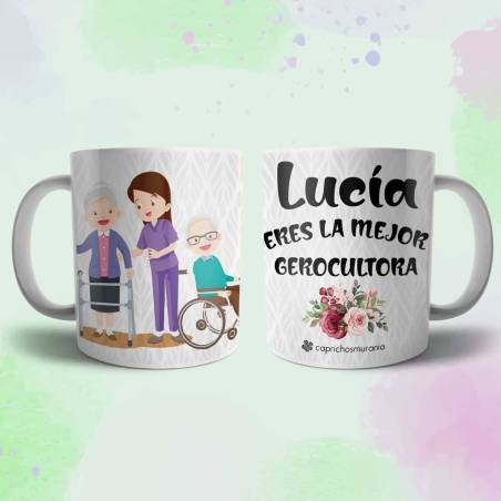 Taza de gerocultora personalizada - Regalos para gerocultoras