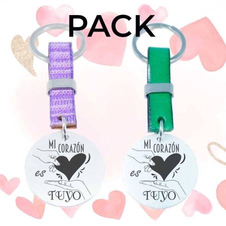 Pack Llaveros de acero Mi corazón es tuyo - Regalos San Valentín