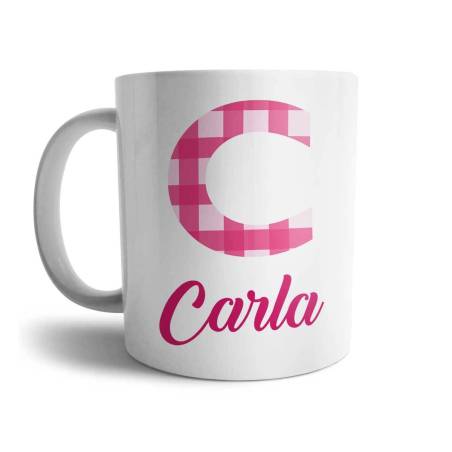 Taza personalizada con Inicial Vichy y Nombre