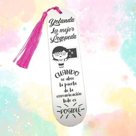 Regalos para logopedas - Marcapáginas Logopeda personalizado mujer