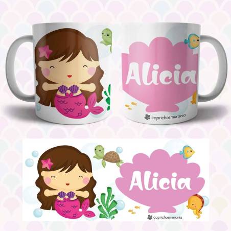 Taza Sirena Personalizada Cerámica o Plástico