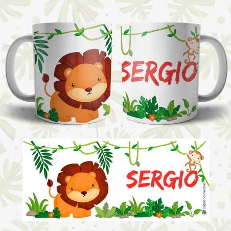 Taza León Personalizada Plástico