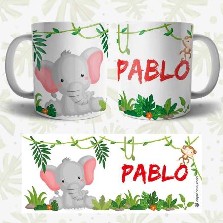 Taza Elefante Personalizada Cerámica o Plástico