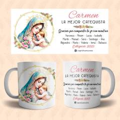 Taza catequista Virgen personalizada