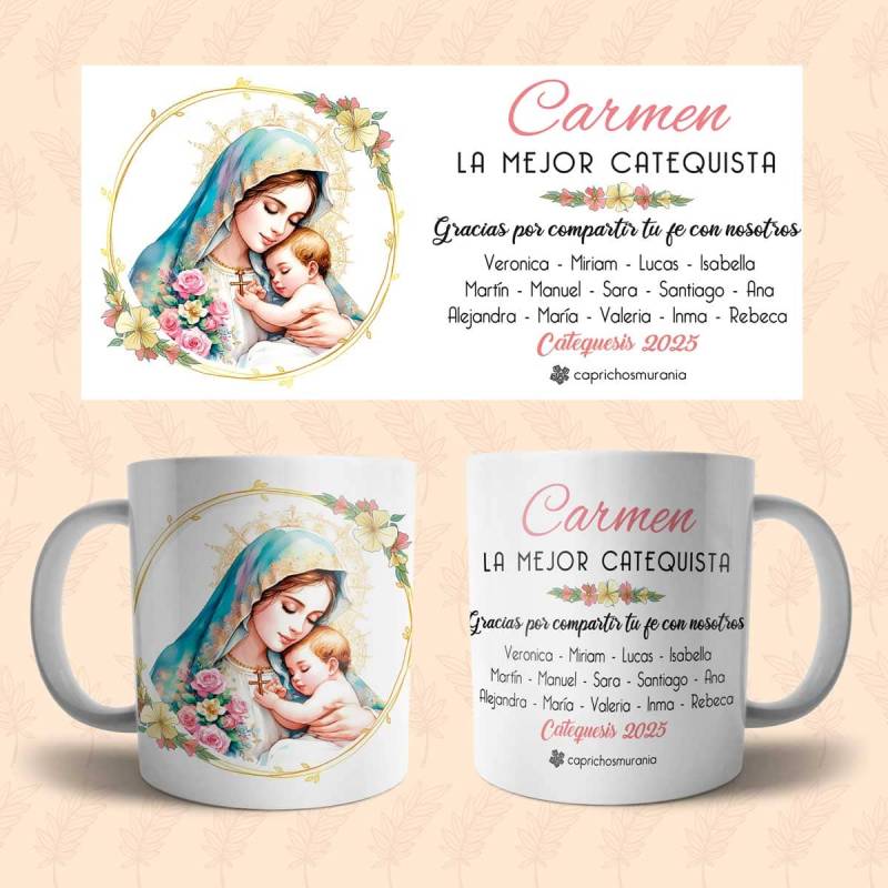 Taza catequista Virgen personalizada