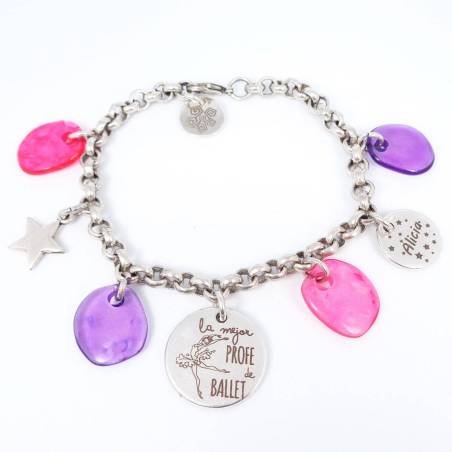 Pulsera personalizada para profesora de ballet. Regalo original.