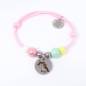 Pulsera elástica rosa con unicornio personalizada (acero)