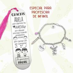 Pack Marcapáginas y pulsera de profesora - Regalos para profesores de infantil