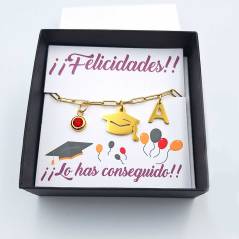 Pulsera graduación personalizada Acero dorado