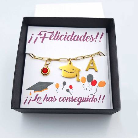 Pulsera graduación personalizada Acero dorado