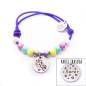 Pulsera elástica morada con unicornio personalizada (acero)