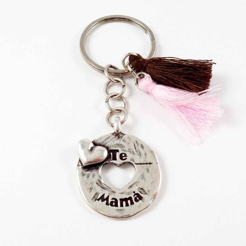 Llavero bañado en plata para el día de la Madre. Te Q Mamá Llavero bañado en plata para el día de la Madre. Te Q Mamá