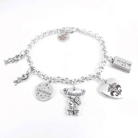 Pulsera de pedagoga personalizada bañada en plata.