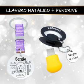 Pack Llavero Natalicio & Pendrive