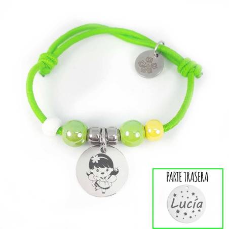 Pulsera con hada verde personalizada - Regalos para niñas