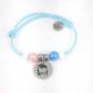 Pulsera elástica azul con sirena personalizada (acero)