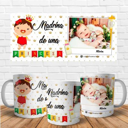 Taza personalizada Madrina de una princesa - Regalos para madrinas